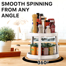 Simple Houseware 2-Tier Lazy Susan 360° rotation demonstrates easy access