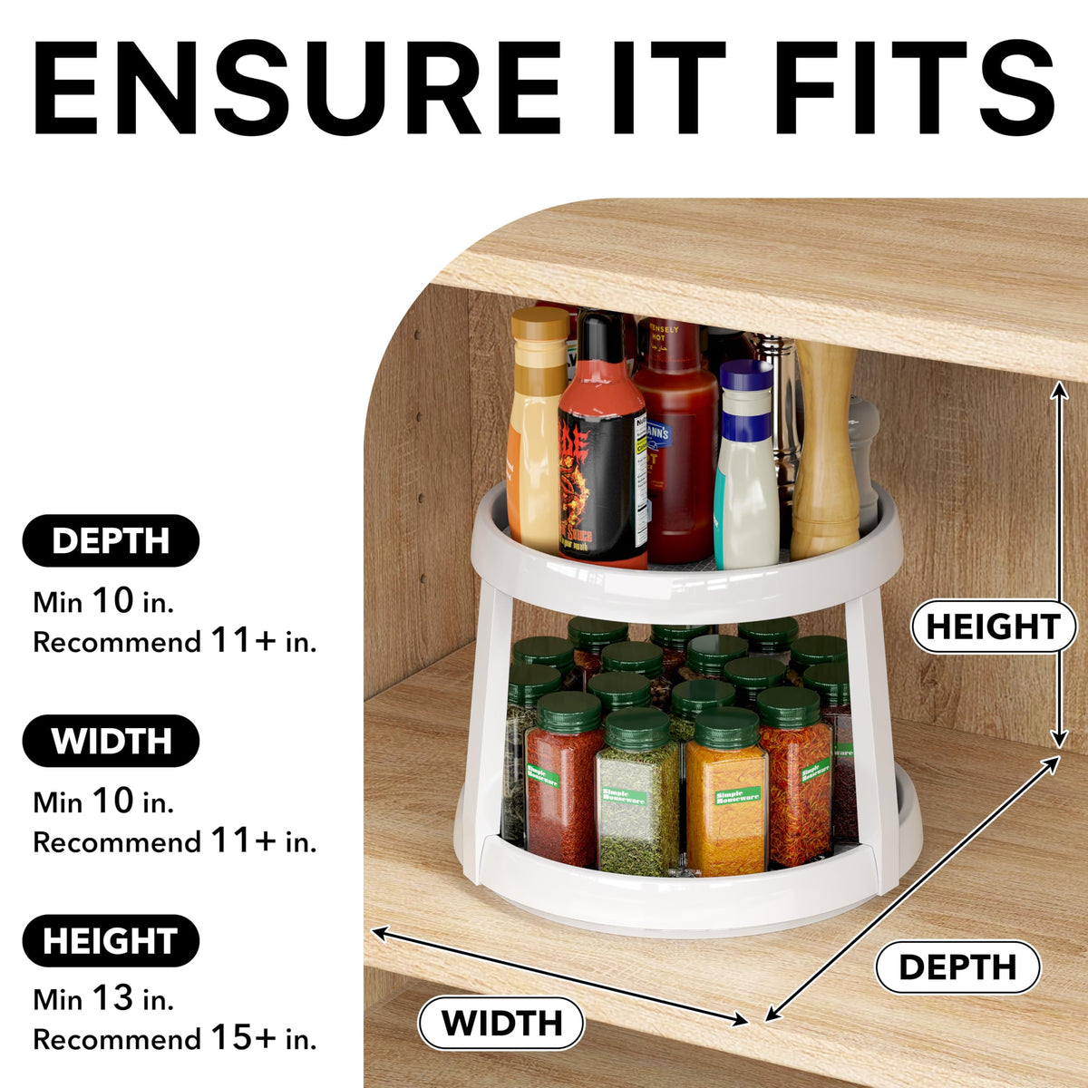 Simple Houseware 2-Tier organizer in kitchen setup saves counter and cabinet space