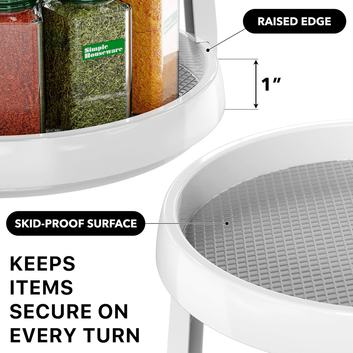 Simple Houseware Lazy Susan skid-proof surface keeps bottles secure during rotation
