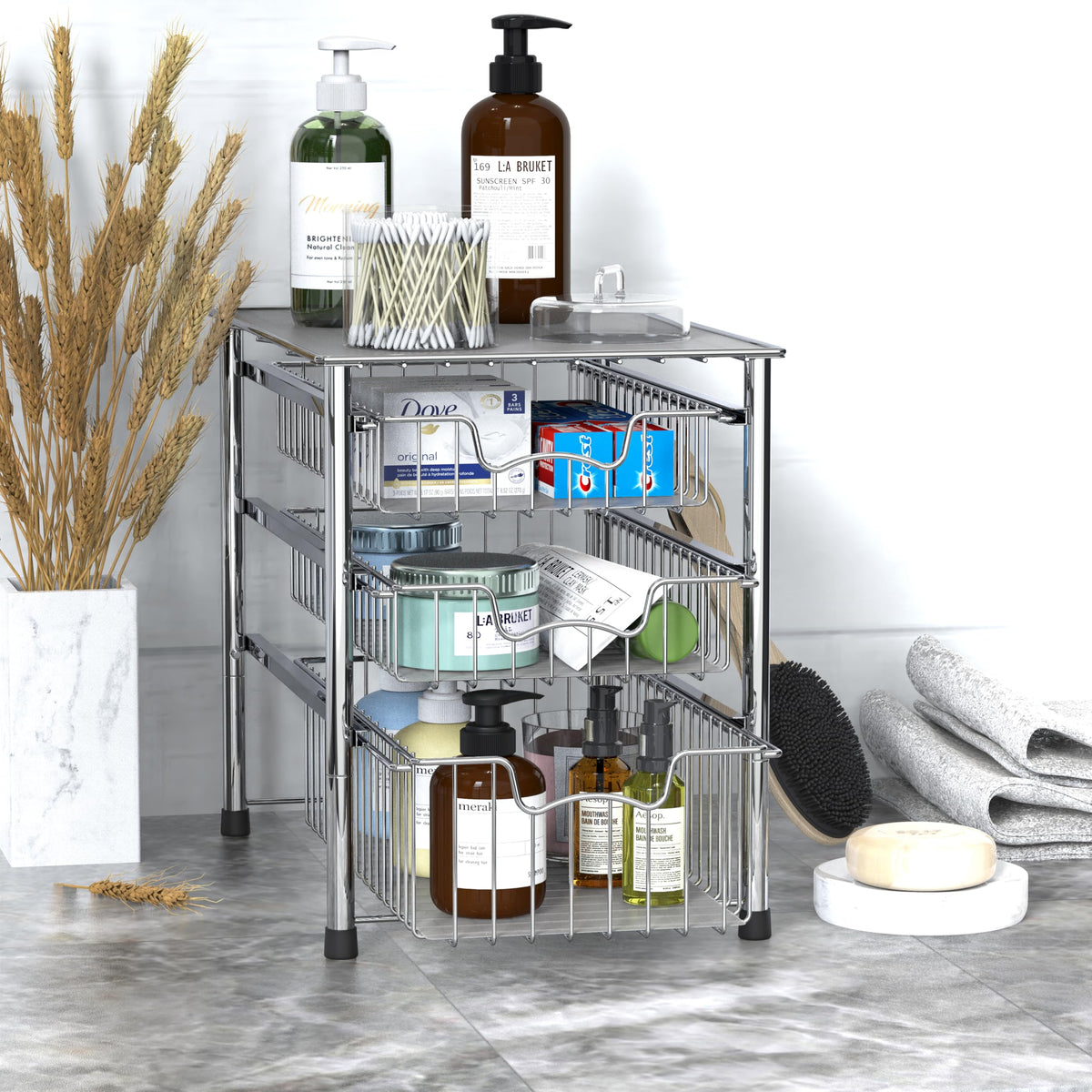 Simple Houseware 3-drawer organizer fits kitchen, bathroom, laundry storage
