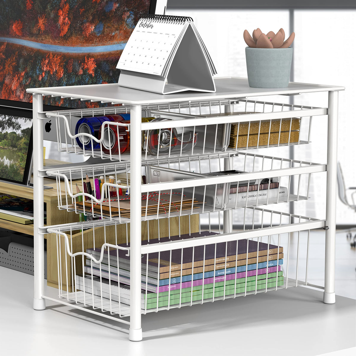 Simple Houseware basket with non-slip feet protects surfaces
