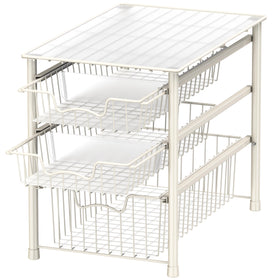 Simple Houseware 3-tier sliding basket in bathroom with easy-access storage