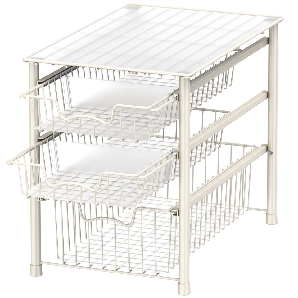 Simple Houseware 3-tier sliding basket in bathroom with easy-access storage