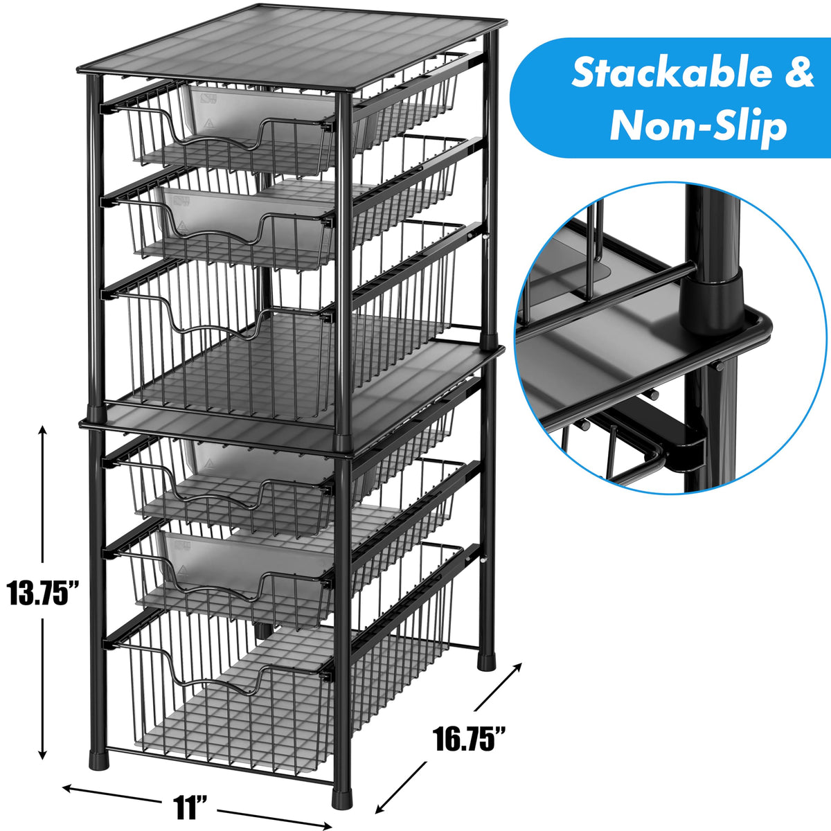 Simple Houseware 3-Tier sliding basket open drawer ready for quick item retrieval.