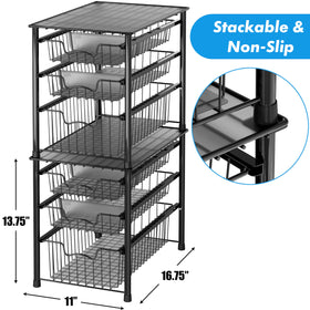 Simple Houseware 3-Tier sliding basket open drawer ready for quick item retrieval.