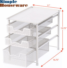 Simple Houseware 3-tier white alloy steel highlights sturdy construction for daily organization.