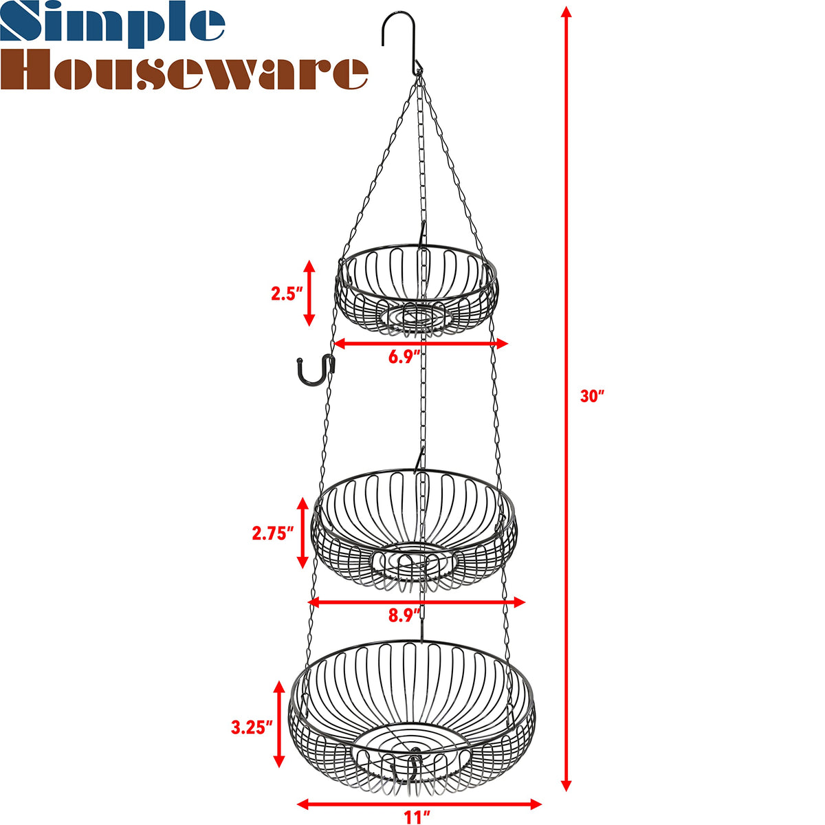 Simple Houseware adjustable chain enables flexible height for kitchen displays.