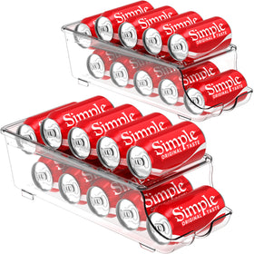 Simple Houseware auto-rolling can organizer front view enables easy grab-and-go beverages.