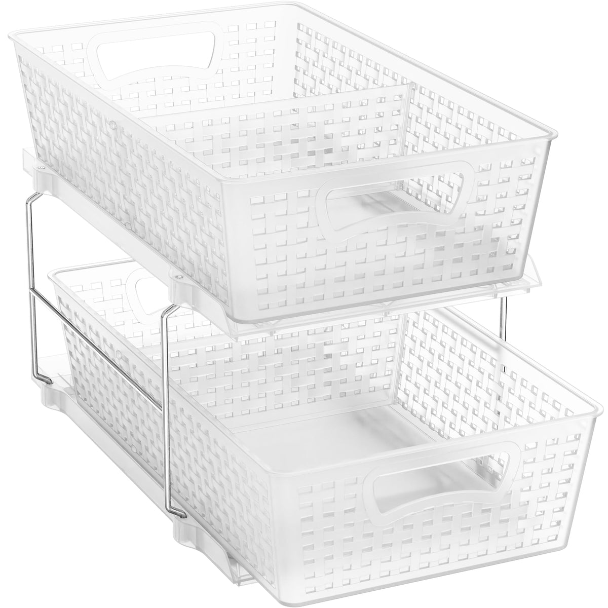 Simple Houseware bathroom organizer tray slide keeps essentials within reach in tight spaces.