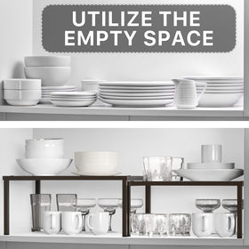 Simple Houseware bronze finish shelf for durable dish and mug storage.