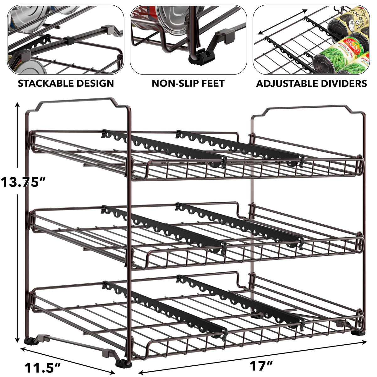 Simple Houseware can organizer rack 3-tier assembly shows organized storage for cans and jars