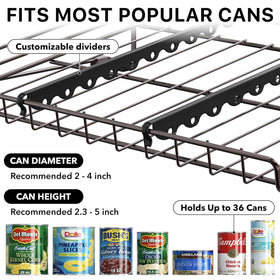 Simple Houseware can organizer rack with 6 dividers adapts to different can sizes