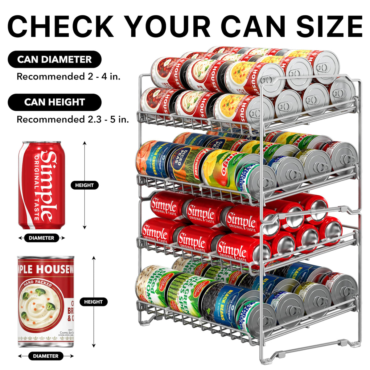Simple Houseware can rack stacking option demonstrates secure dual-rack placement