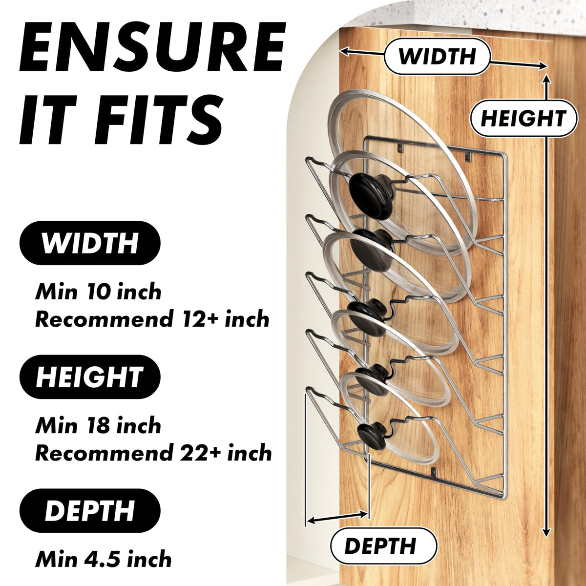 Simple Houseware chrome lid rack close-up showing durable finish.