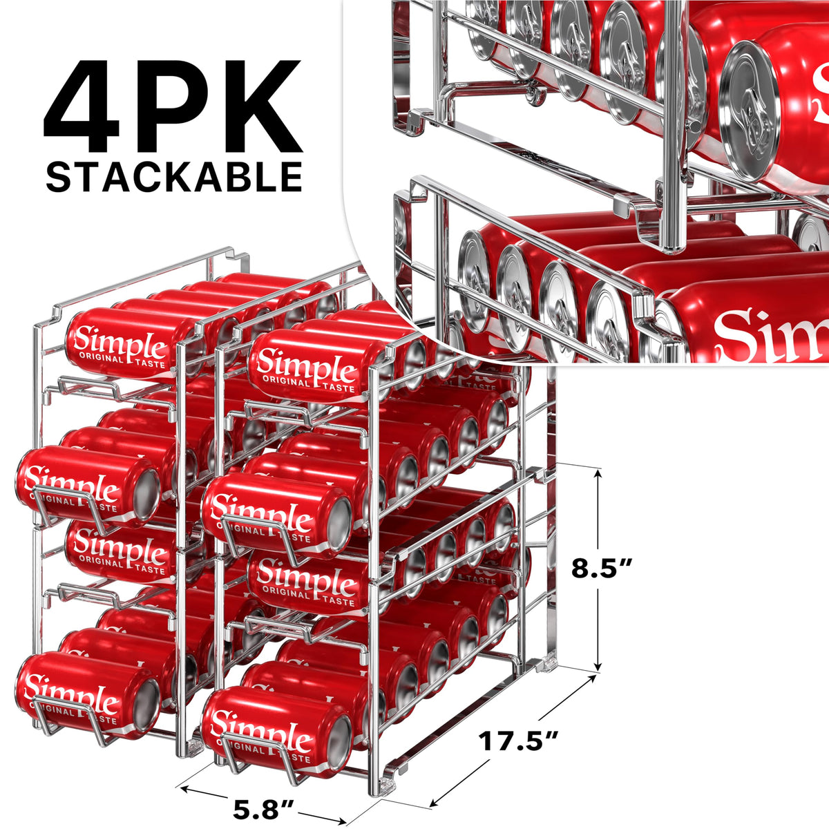Simple Houseware chrome metal frame showcases durable storage for beverages.