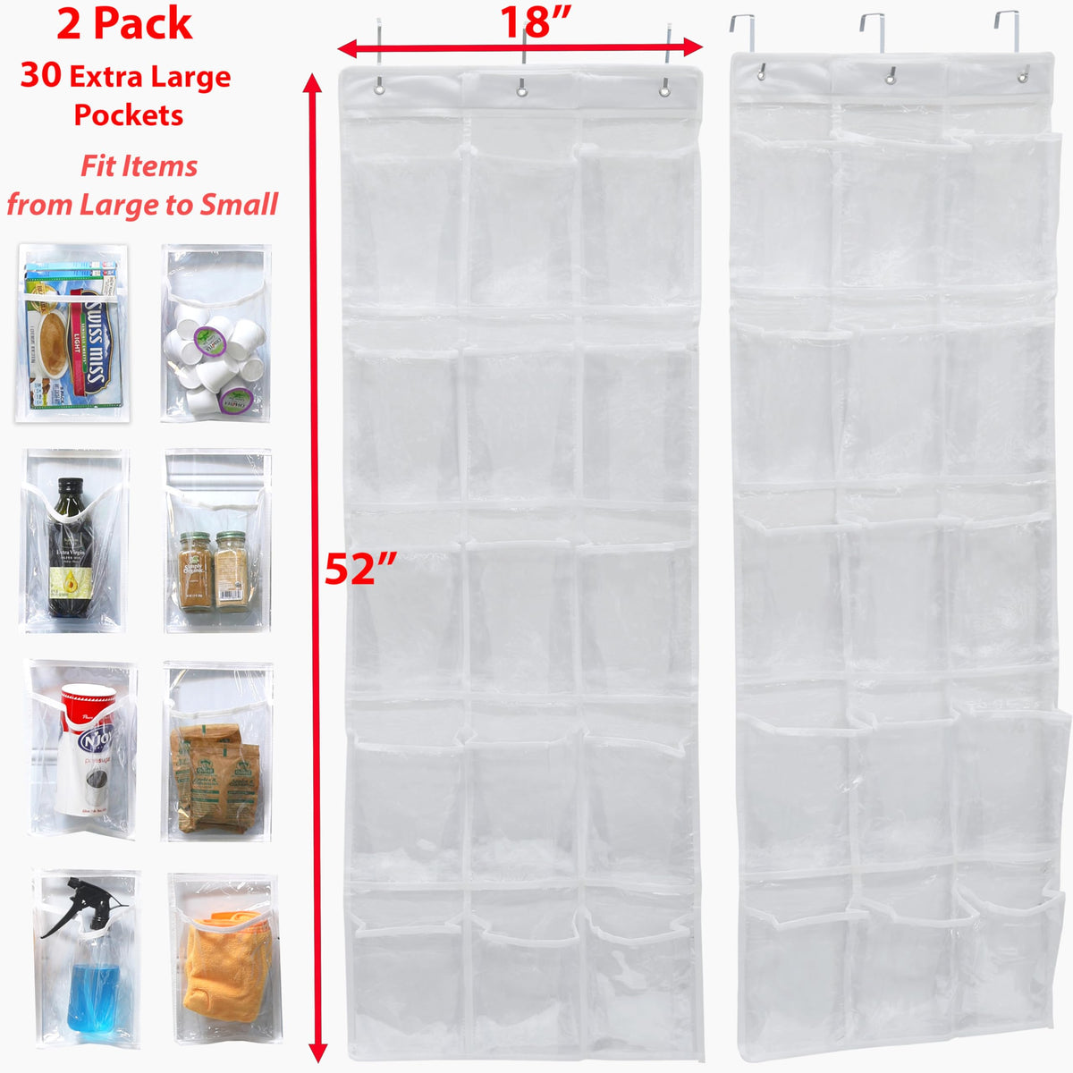 Close-up of Simple Houseware clear pockets for quick visibility of contents.