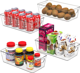 Simple Houseware clear bin for fridge organization with crystal-clear visibility and quick item spotting.