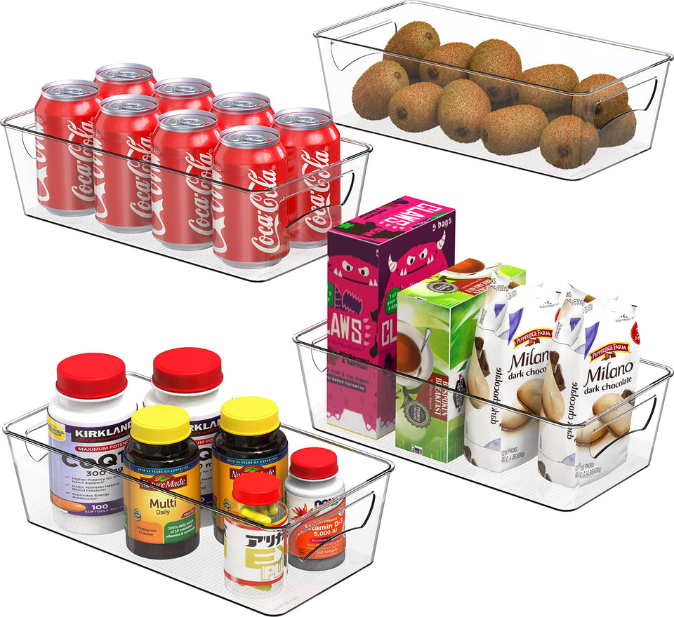 Simple Houseware clear bin for fridge organization with crystal-clear visibility and quick item spotting.