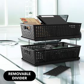 Compact footprint with generous storage in black by Simple Houseware