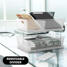 Simple Houseware dimension reference 14.4x8.3x9.8 inches fits most vanities.