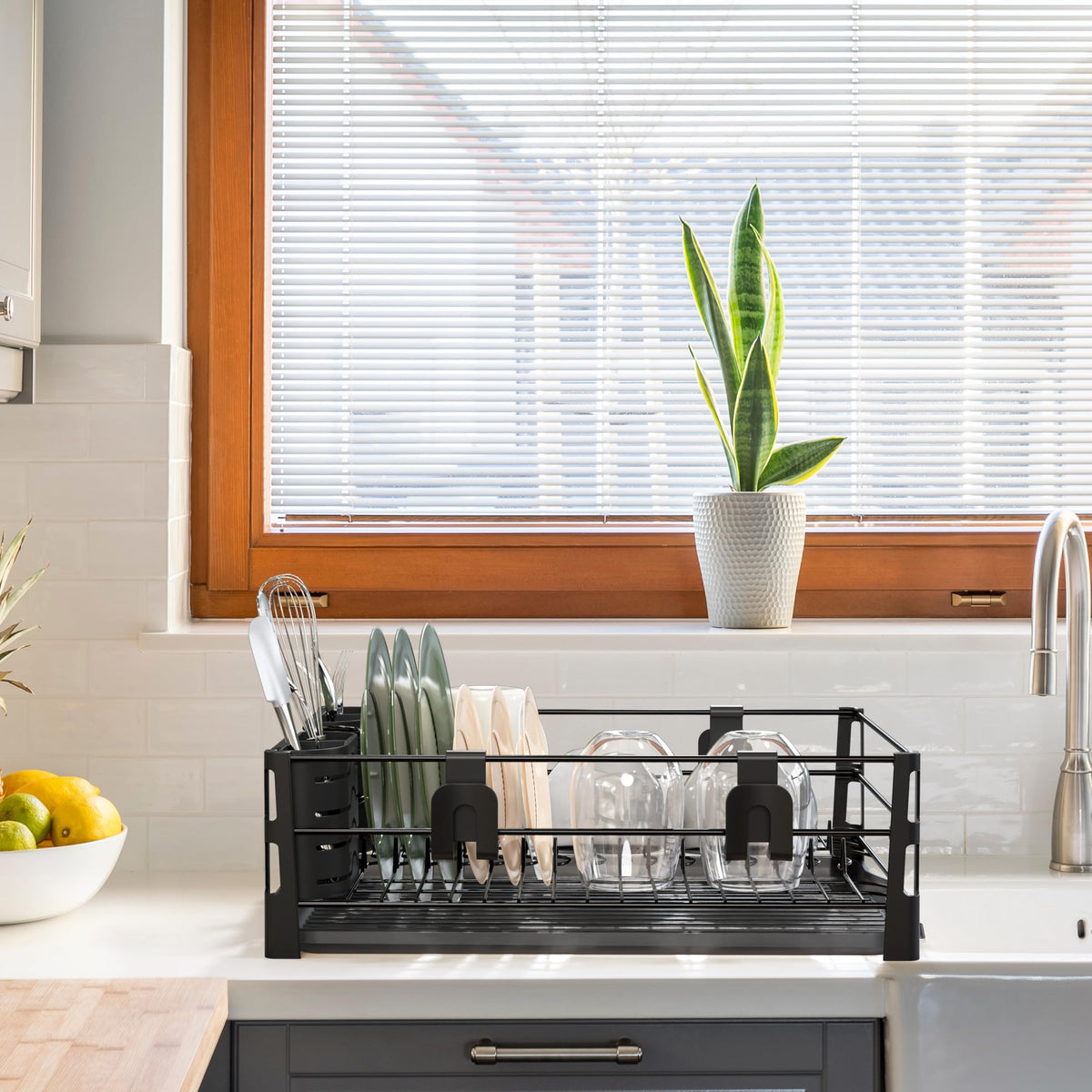 Simple Houseware dish-drying-rack-dimensions fit compact counters and large utensil load.