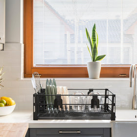 Simple Houseware dish-drying-rack-dimensions fit compact counters and large utensil load.
