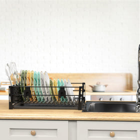 Simple Houseware dish-drying-rack-metal-construction offers sturdy support for daily use.