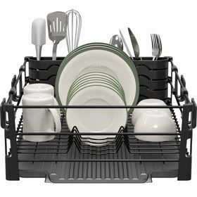 Simple Houseware dish-drying-rack-utensil-holders organize utensils within easy reach.