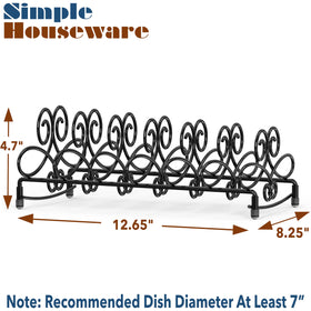 Simple Houseware dish rack vertical organizer in black holds plates and lids neatly.