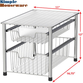 Simple Houseware compact chrome organizer fitting kitchen, bathroom, or pantry.