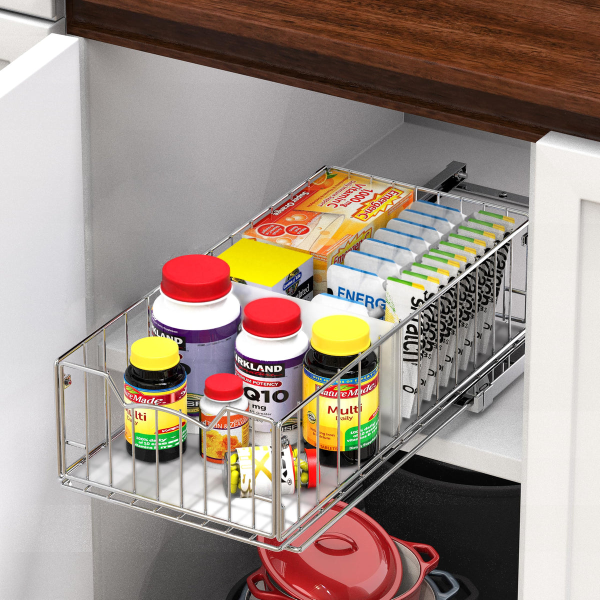 Easy installation of Simple Houseware organizer for kitchen or bathroom organization.