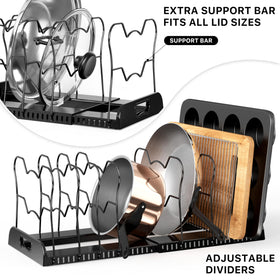 Simple Houseware lid dividers cradle handles securely for lids of varying sizes