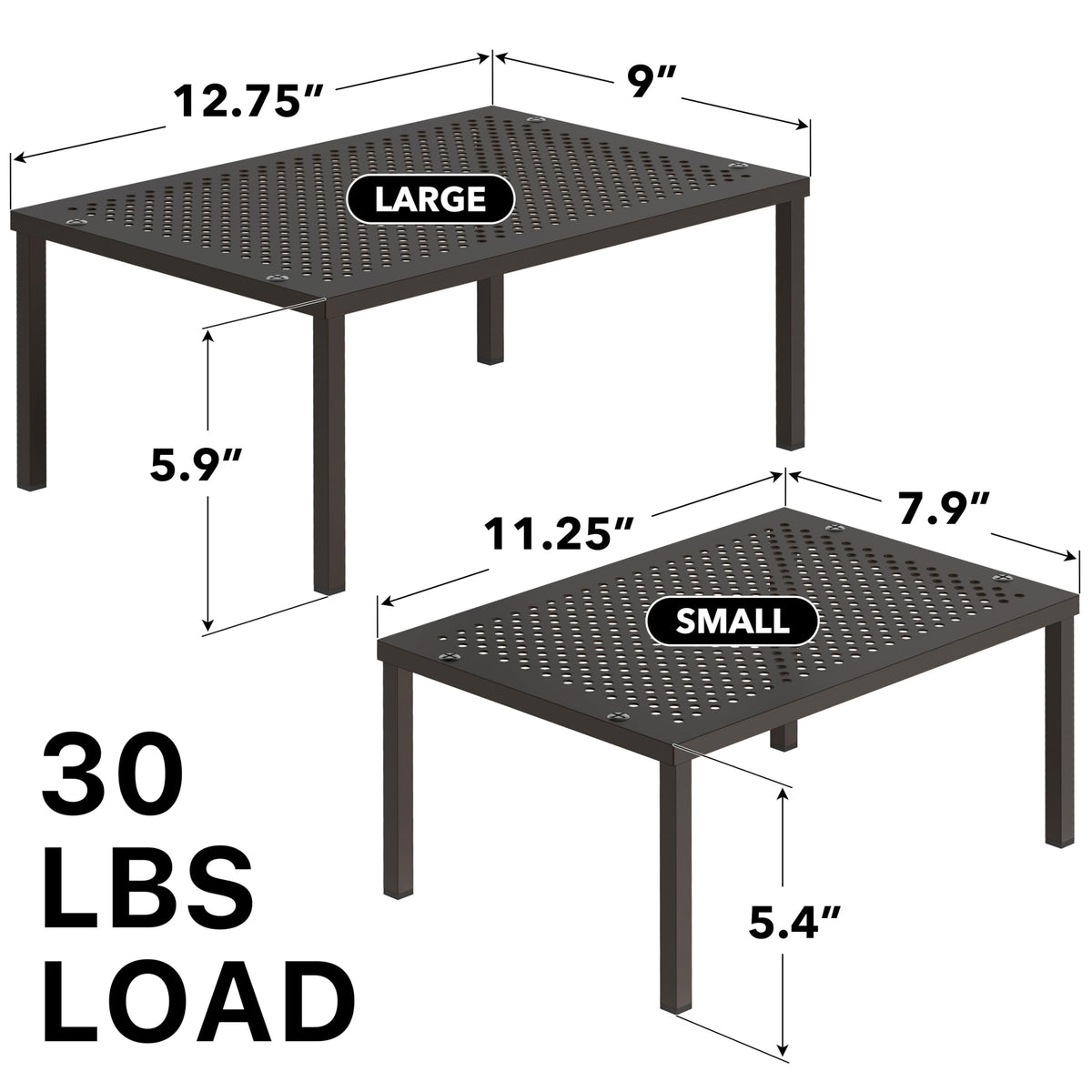 Simple Houseware expandable stackable cabinet shelf side view, flexible setup.