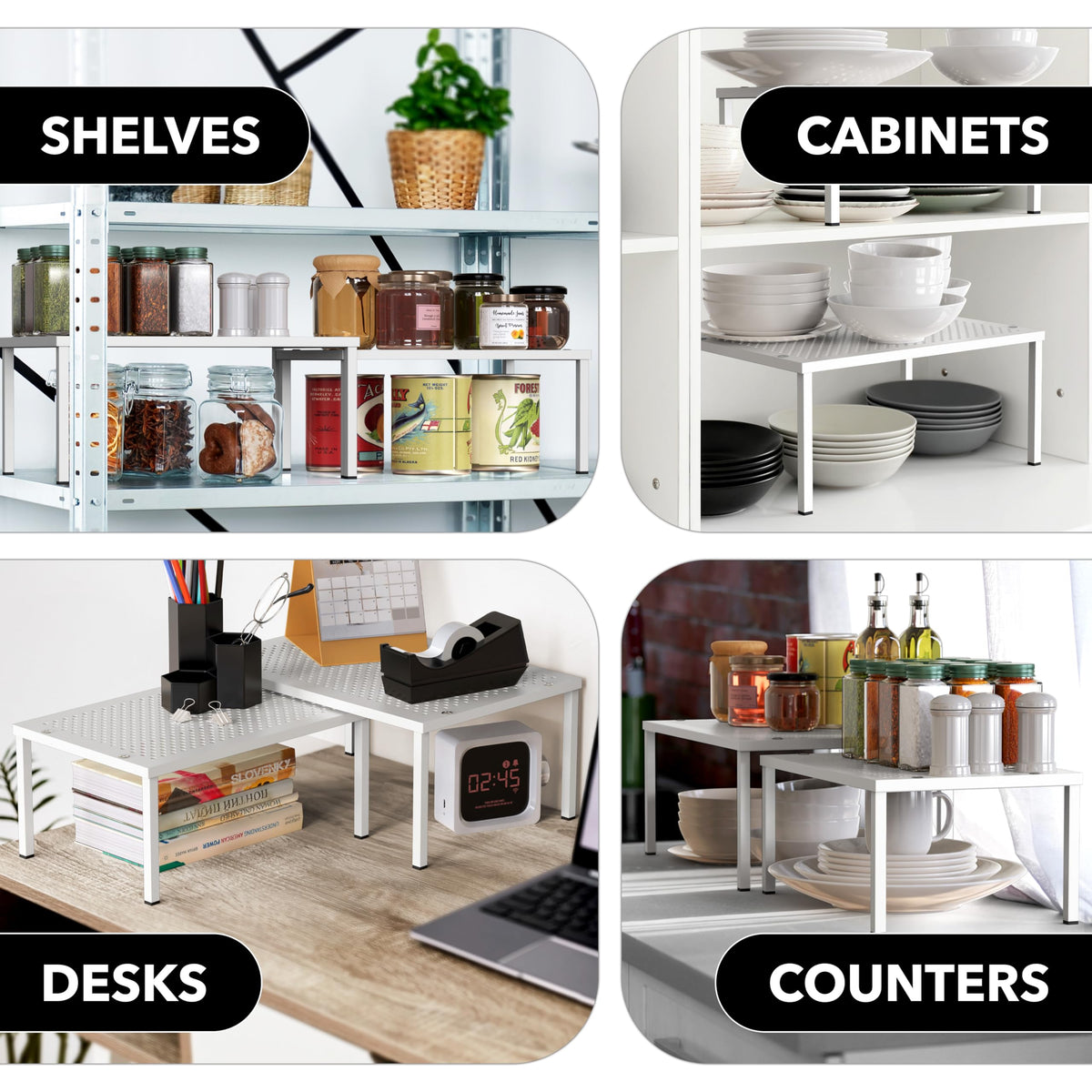 Simple Houseware in-cabinet setup saves cabinet space and reduces clutter