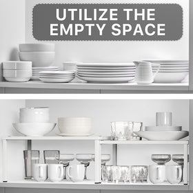 Simple Houseware stacked configuration shows two-tier organization on kitchen counters