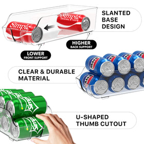 Simple Houseware four-pack can organizer clear-bin on pantry shelf for easy reach.