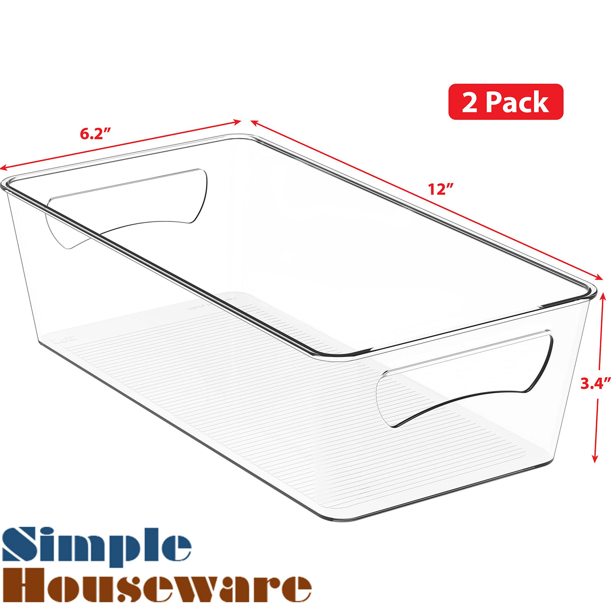 Simple Houseware freezer bin side view with easy-access handles for quick grabs.