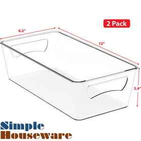 Simple Houseware freezer bin side view with easy-access handles for quick grabs.