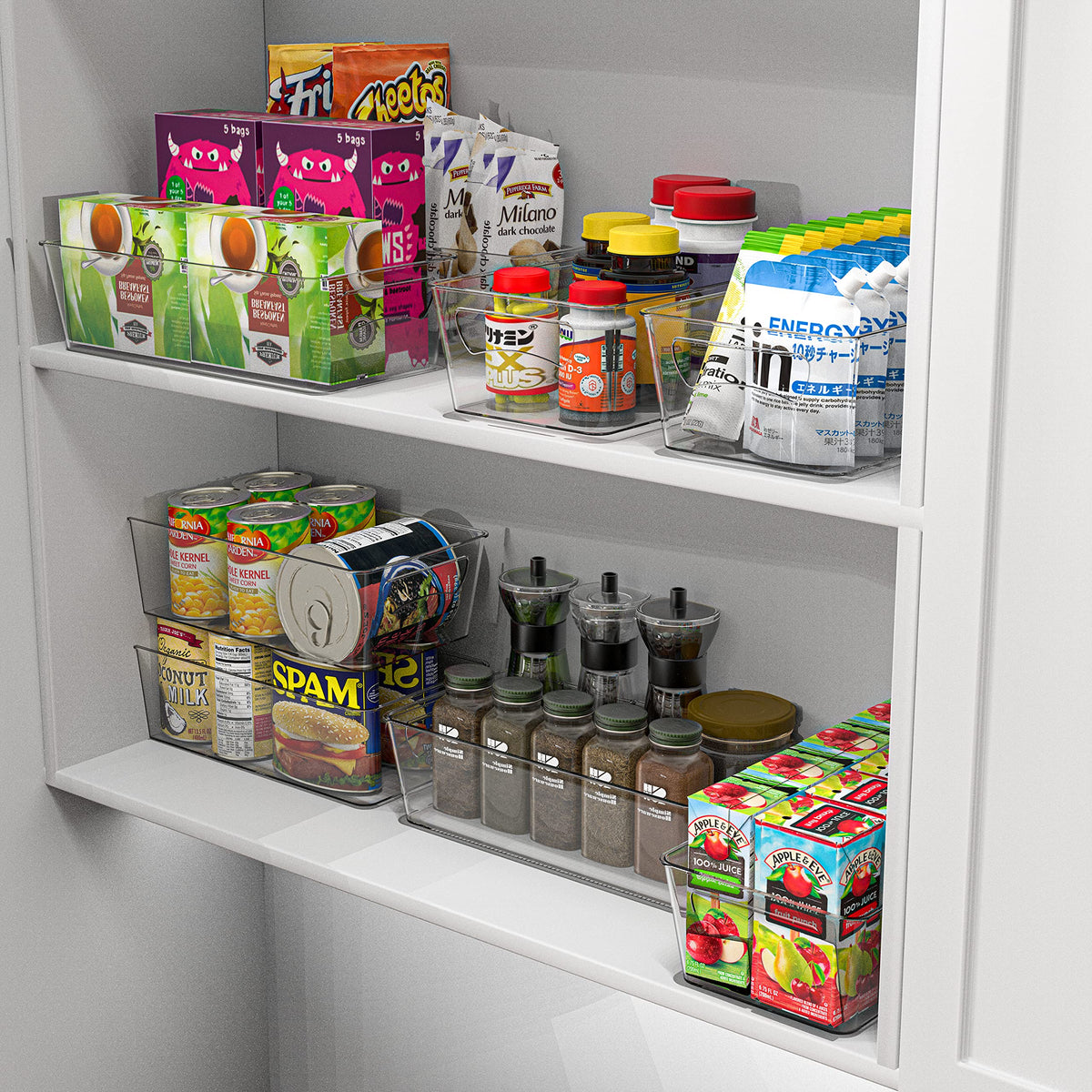 Simple Houseware fridge organizer bin clear 8-pack easy cleanup with removable bins.