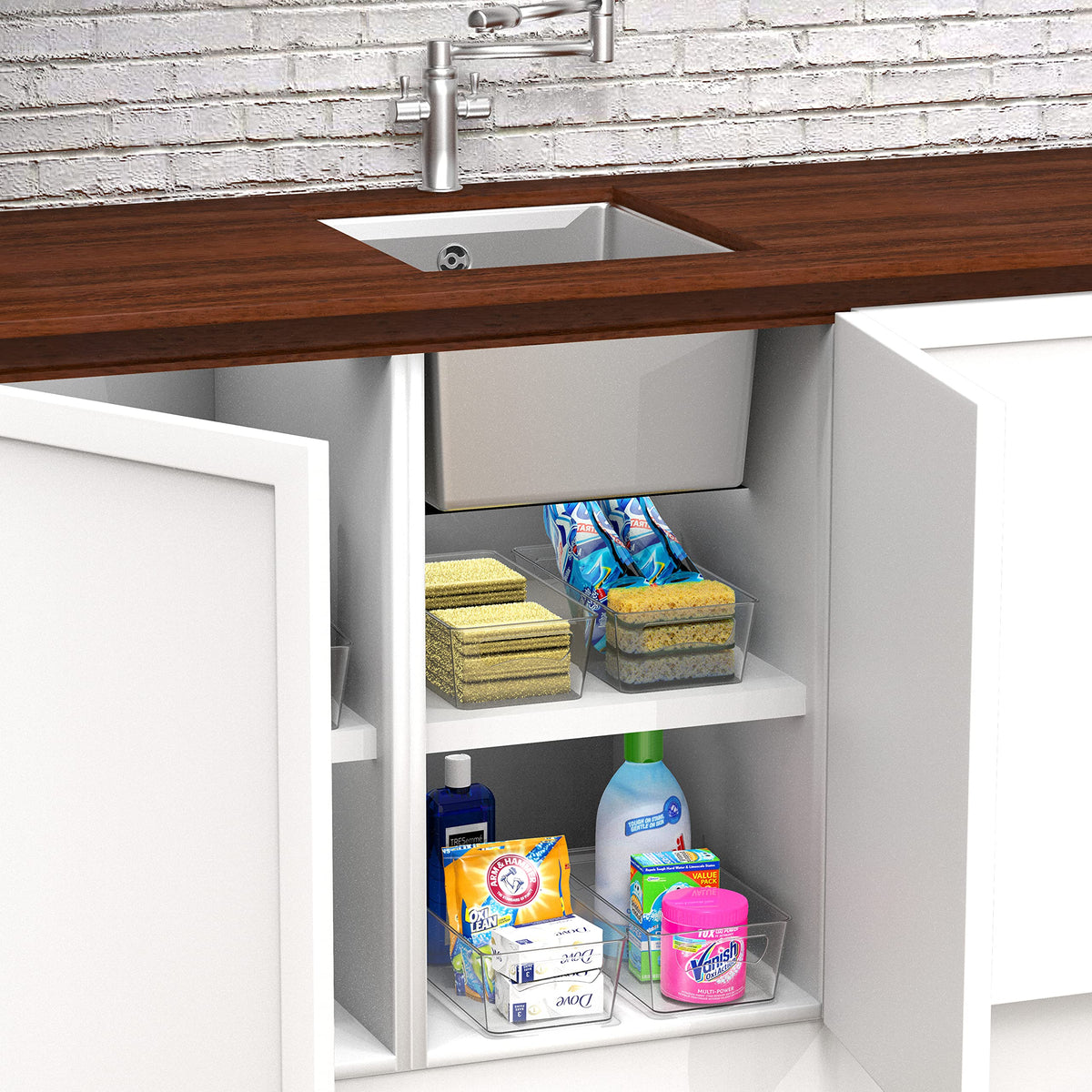 Simple Houseware fridge organizer bin clear 8-pack ideal for fruits and vegetables.