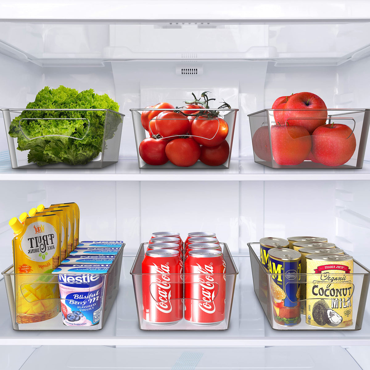 Simple Houseware fridge organizer bin clear 8-pack organized fridge for efficient storage.