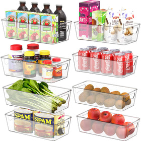 Simple Houseware fridge organizer bin clear 8-pack top view shows contents at a glance.