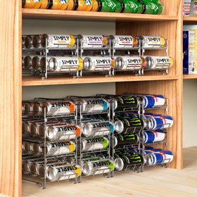 Simple Houseware chrome dispenser on counter showcases organized beverage display.