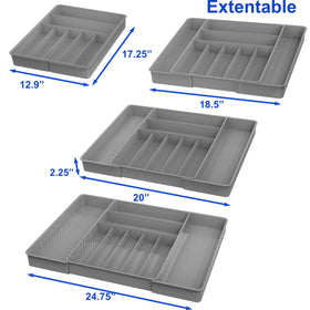 Simple Houseware gray flatware tray with durable build keeps utensils organized.