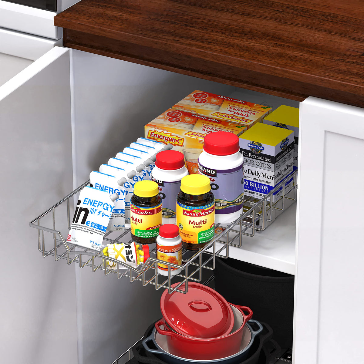 Simple Houseware heavy-duty sliding system supports up to 30 pounds.
