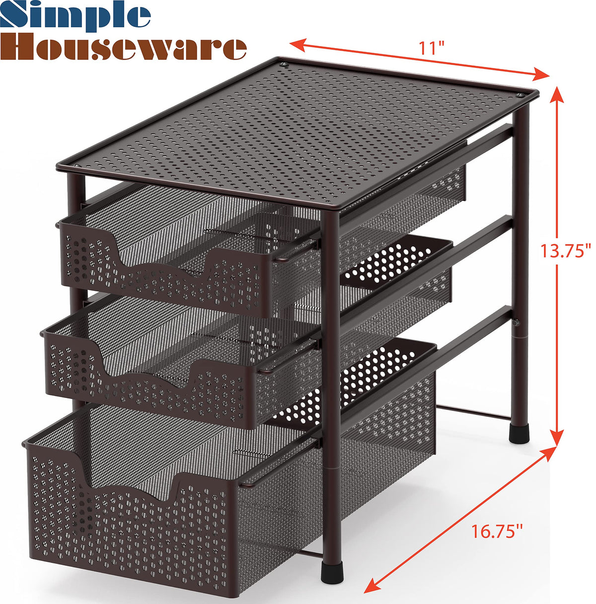 Simple Houseware bronze kitchen and bathroom organization with easy access.