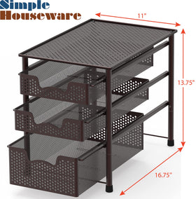 Simple Houseware bronze kitchen and bathroom organization with easy access.