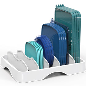 Simple Houseware lid organizer stores lids up to 9 inches for easy cabinet access.