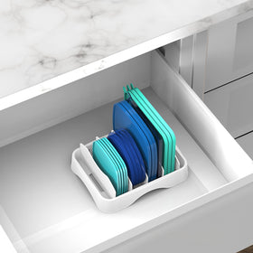 Simple Houseware lid organizer BPA-free material promotes safe kitchen storage