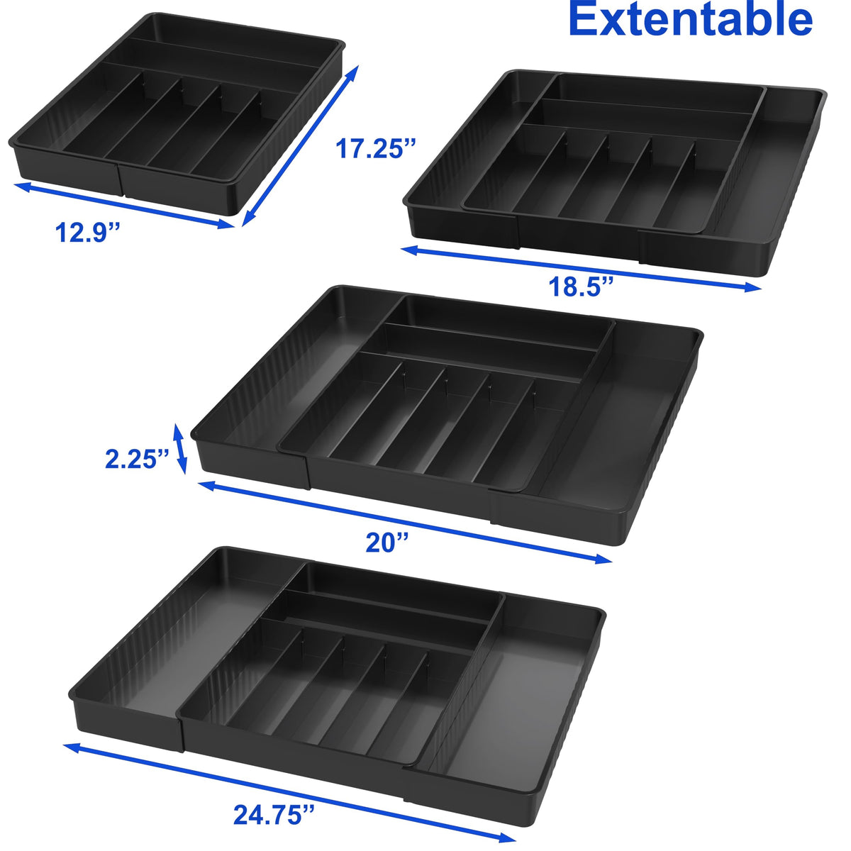 Simple Houseware nine-compartment flatware organizer neatly sorts utensils.